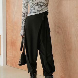 Plain Asymmetric High-waist Pants