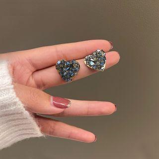 Heart Faux Crystal Alloy Earring 1 Pair - Blue - One Size