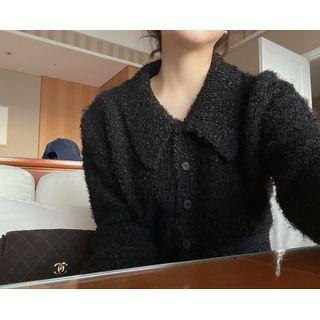 [dearest] Collared Fluffy Cardigan (black) One Size