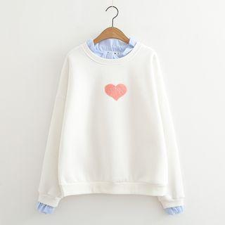 Mock Two-piece Heart Pullover