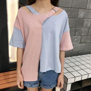 Cutout Panel Short-sleeve Top