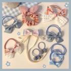 Set Of 10: Hair Tie 4# - Set Of 10 Pcs - Blue & Pink - One Size