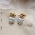 Freshwater Pearl Alloy Knot Dangle Earring 1 Pair - 925 Silver - Earrings - One Size