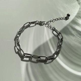 Oblong-chain Bracelet Silver - One Size