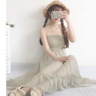 Spaghetti Strap Smocked Midi Dress