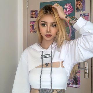 Cropped Lettering Drawstring Hoodie