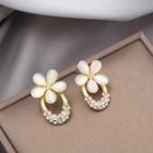 Flower Cat Eye Stone Rhinestone Alloy Earring E1990-4 - 1 Pr - Gold - One Size