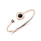 Elegant Plated Rose Gold Roman Numeral Geometric Round 316l Stainless Steel Bangle With Black Cubic Zirconia Rose Gold - One Size
