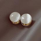 Magnetic Faux Cat Eye Stone Alloy Earring 1 Pair - White - One Size
