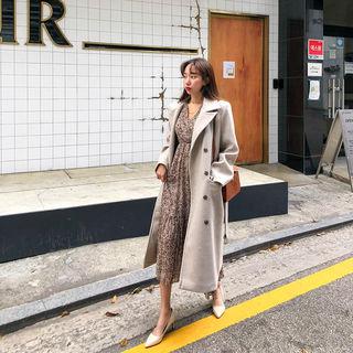 Belted Wool Blend Long Coat