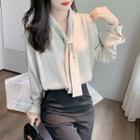 Tie-neck Satin Shirt