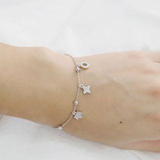 925 Sterling Silver Rhinestone Bracelet Platinum - One Size