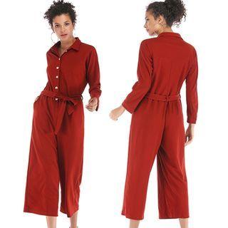 Tie-front Shirt Jumpsuit