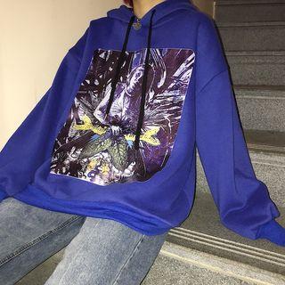 Print Hoodie Blue - One Size