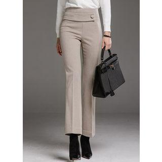 Belted Checked Semi Boot-cut Pants