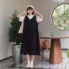Patterned Midi Overall Dress Black - One Size