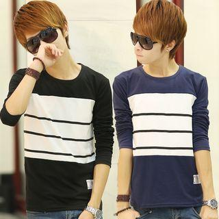 Long-sleeve Colour Block T-shirt