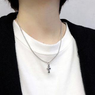 Stainless Steel Cross Pendant Necklace As Shown In Figure - One Size