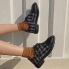 Plaid Panel Lace-up Loafers