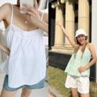 Strap-shoulder Lace-trim Top