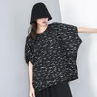 Batwing-sleeve Print T-shirt Black - One Size