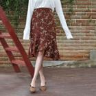 Floral-print Dip-back Midi Skirt