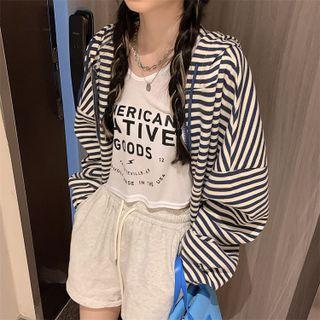 Long-sleeve Striped Zip-front Jacket Stripe - One Size