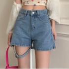 Strap High-waist Denim Shorts