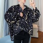 Print Oversized Shirt Floral - One Size