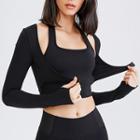 Mock Two-piece Cropped Sports T-shirt