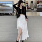 V-neck Top / Midi A-line Skirt