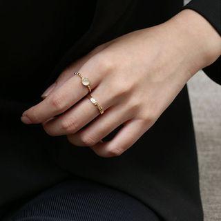 925 Sterling Silver Gemstone Ring Gold - One Size