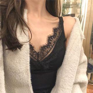 Brushed Fleece-line Lace Camisole Top
