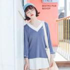 3/4-sleeve V-neck Knit Pullover