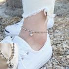 925 Sterling Silver Metal Bead Anklet 925 Sterling Silver - White Gold - One Size