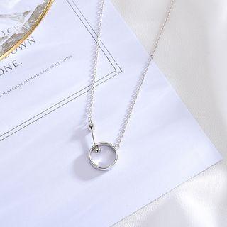 925 Sterling Hoop Necklace Ns246 - Silver - One Size