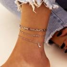 Set Of 3: Moon Pendant / Alloy Anklet (various Designs)