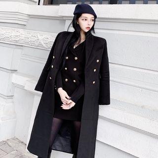 Woolen Double-breasted Mini Dress / Double-breasted Woolen Coat