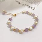 Crystal & Pearl Bracelet White & Purple - One Size
