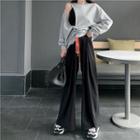 Drawstring Cut-out Pullover / Wide-leg Pants