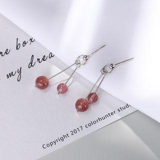 Beaded Drop Ear Stud 1 Pair - Pink - One Size