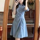 Short-sleeve Irregular A-line Shirt Dress