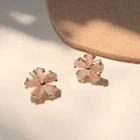Faux Crystal Flower Earring 1 Pair - Pink - One Size