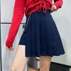 Asymmetric Mini A-line Pleated Skirt