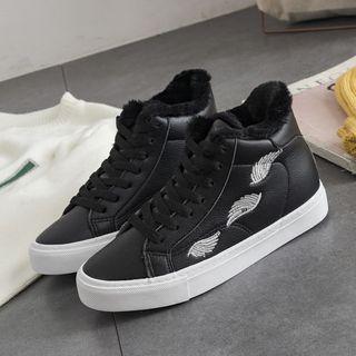 High-top Embroidery Fleece-lining Sneakers