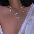 Alloy Flower Layered Necklace 1 Pc - Necklace - White - One Size