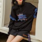 Applique Half-zip Pullover