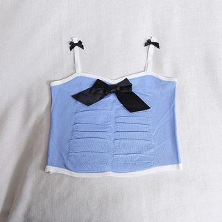 Bow Shirred Knit Camisole Top