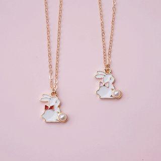 Faux Pearl Alloy Rabbit Pendant Necklace