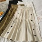 Heart-embroidered Midi Skirt